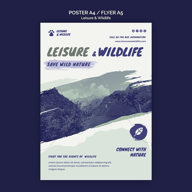 PSD leisure and wildlife poster template