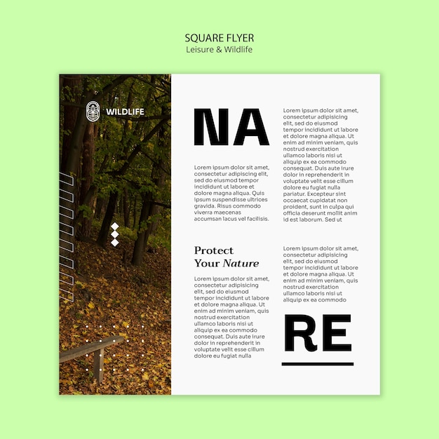 Leisure and wildlife square flyer template