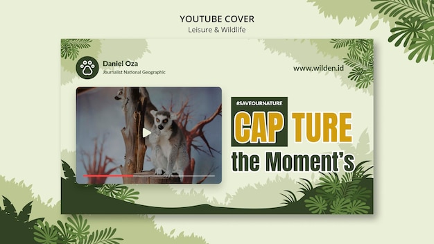 PSD copertina di youtube per il tempo libero e la fauna selvatica