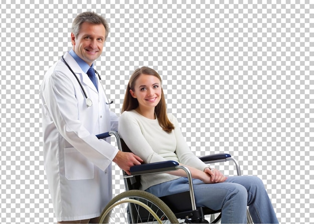 Lekarz leczy damę na przezroczystym tle