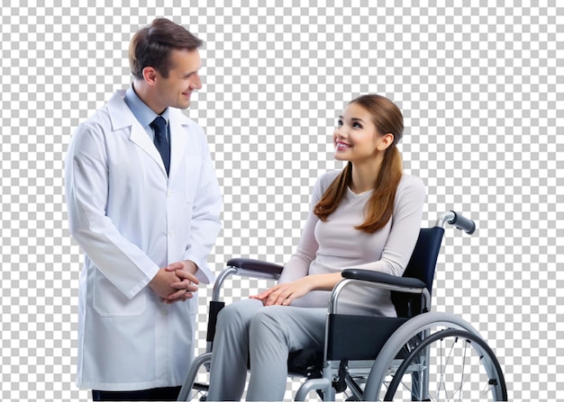 Lekarz leczy damę na przezroczystym tle