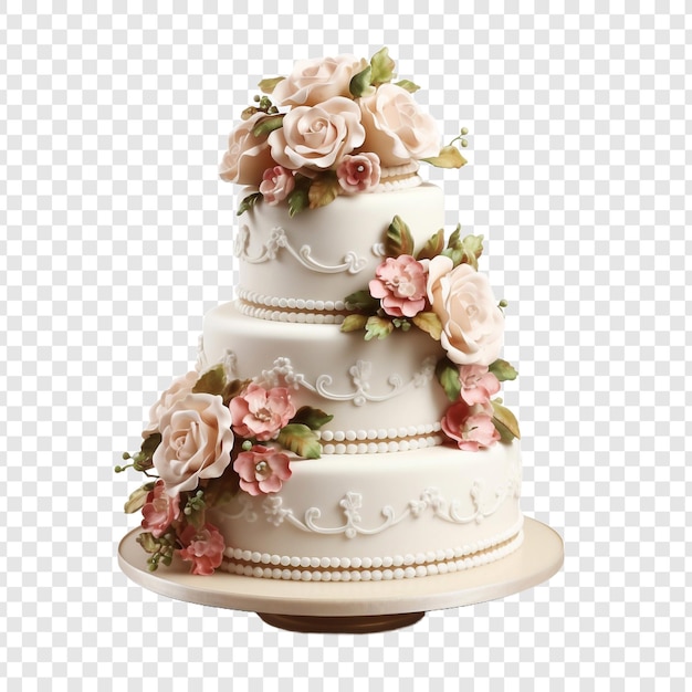 Lekker bruiloft fondant taart geïsoleerd op transparante achtergrond
