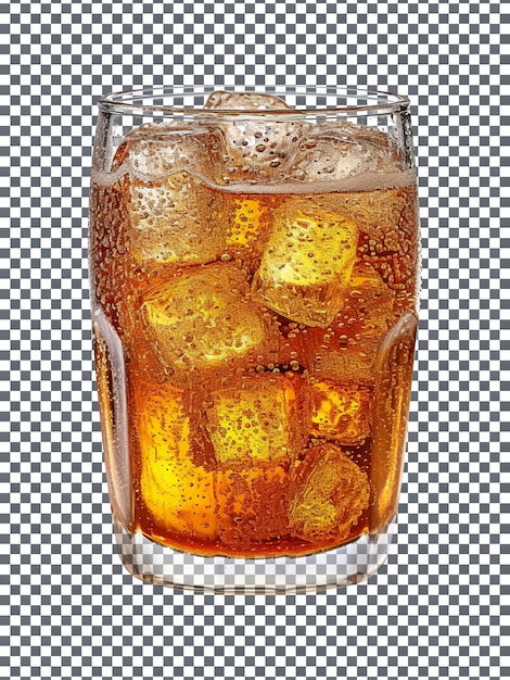 PSD lekker cola drankje glas met ijsblokjes geïsoleerd op een doorzichtige achtergrond