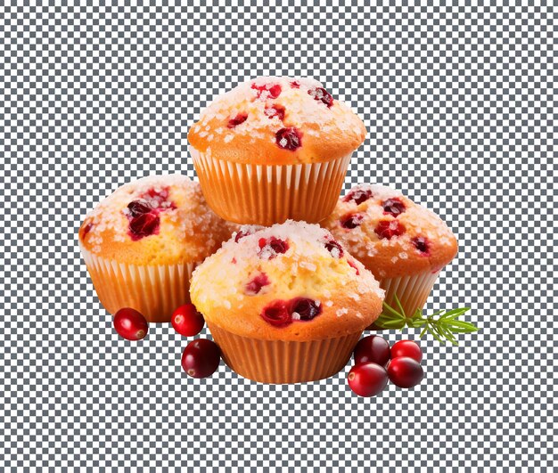 PSD lekker cranberry muffins geïsoleerd op een doorzichtige achtergrond