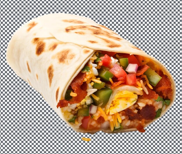 PSD lekker en heerlijk ontbijt burrito geïsoleerd op een doorzichtige achtergrond