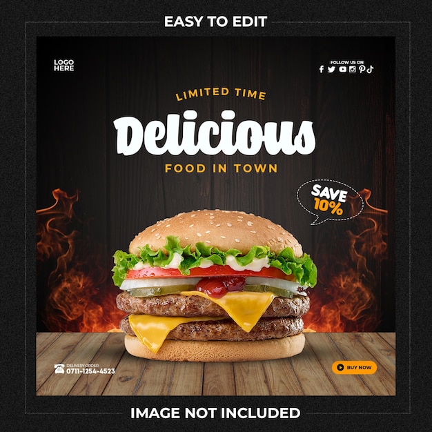 Lekkere burger promotie social media template