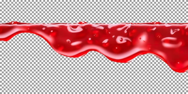 PSD lekkere druipende rode siroop geïsoleerd op een transparante achtergrond