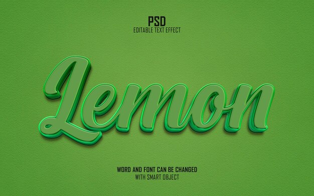 Lemon 3d editable psd text effect with background