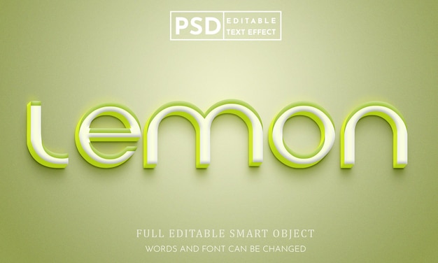 PSD lemon 3d editable text effect psd template