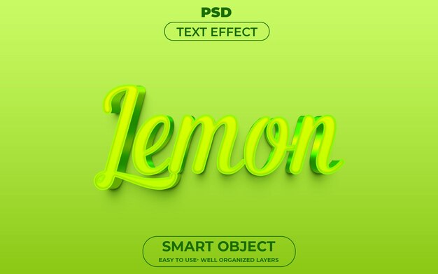 PSD Шаблон стиля редактируемого текстового эффекта lemon 3d