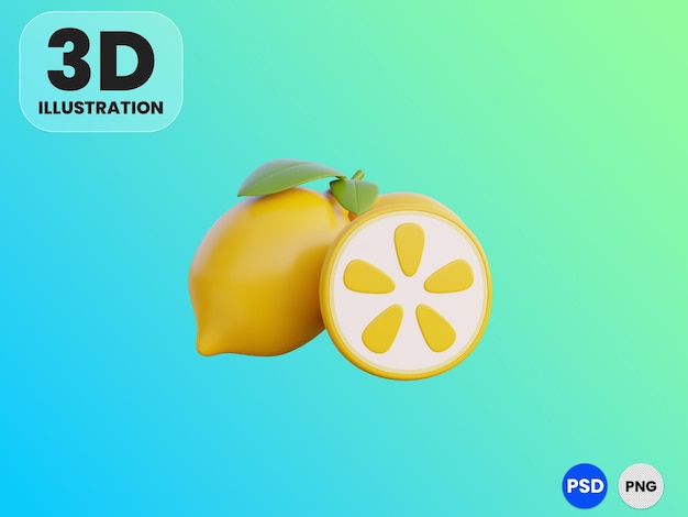 PSD レモン3dイラスト