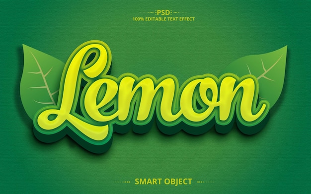 Lemon 3d psd text effect design