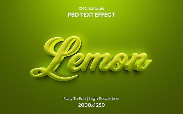 Лимонный текстовый эффект 3d Psd