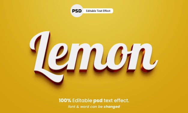 Lemon 3d text effect style premium lemon juice text effect
