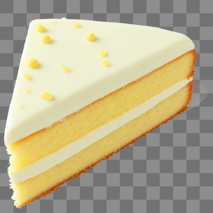 PSD lemon cake slice on transparent background