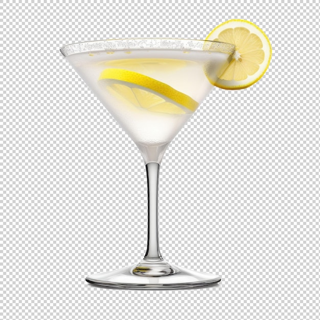 Коктейль Lemon Drop Martini изолирован на прозрачном фоне Генеративный AI