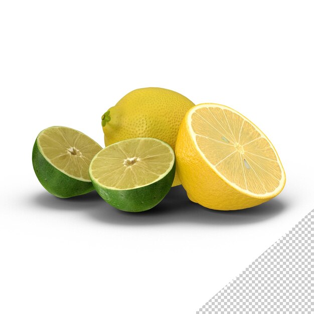 Lemon and halved lime png