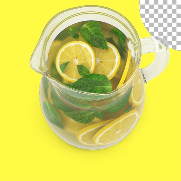 PSD lemon iced tea on the glass for summer concept drinks