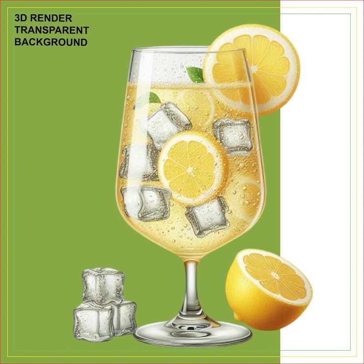 PSD lemon juice with white background