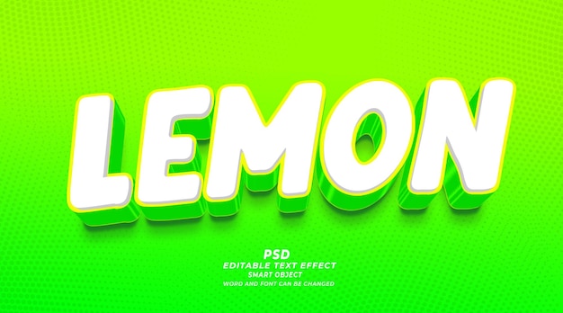 PSD lemon psd 3d editable text effect photoshop template