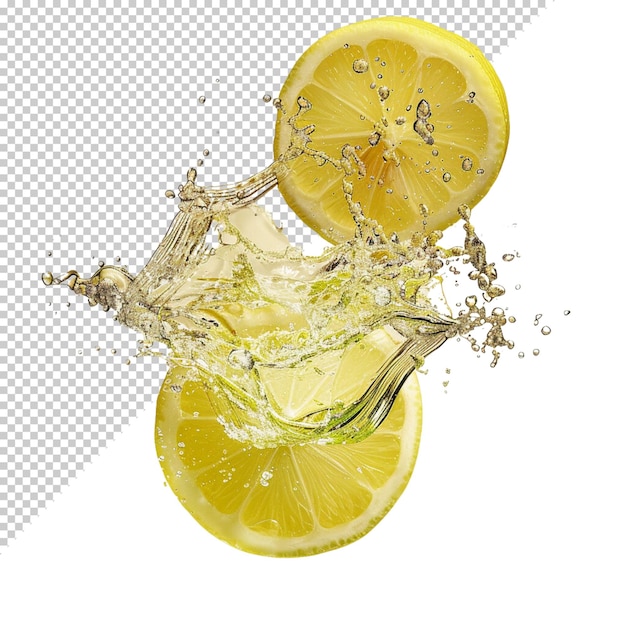 PSD Лимонный кусочек воды, выделенный на белом фоне.