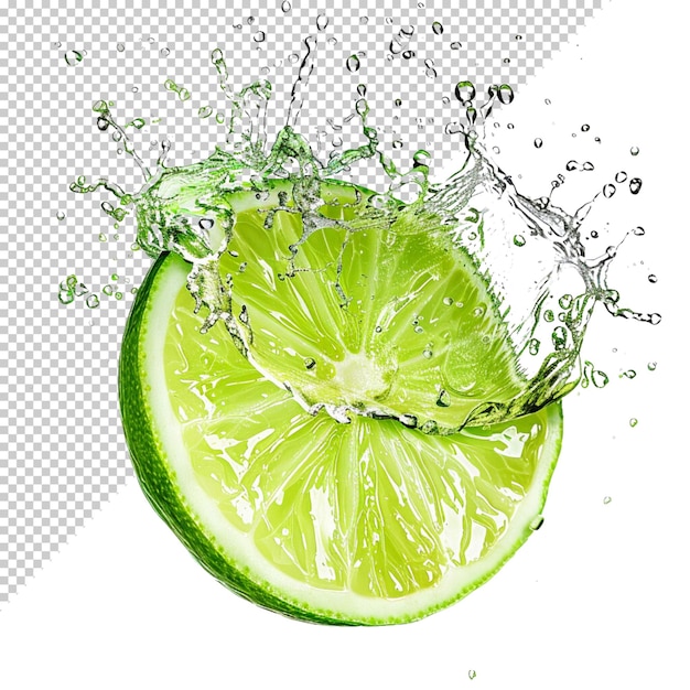 Lemon slice water splash isolated on white background