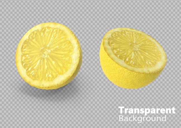 PSD lemon slices on transparent background