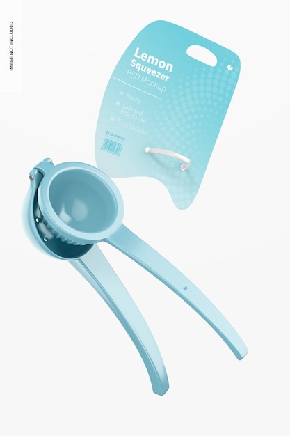 PSD lemon squeezer blister mockup, floating