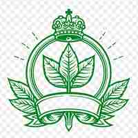 PSD lemon verbena leaf crest logo with decorative ribbon and cro psd vector tattoo outline art design