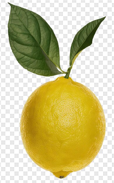 PSD a lemon with a green leaf on it