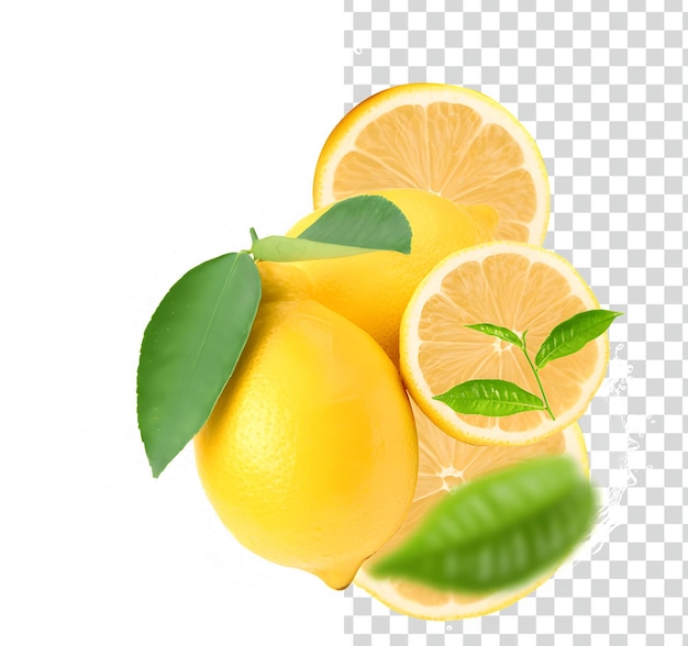 lemon with a green leaf