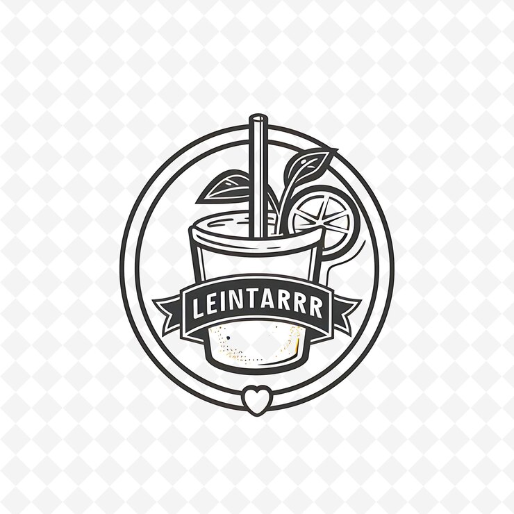 PSD lemonade stand logo z cytryną i słomą typografia logo sty png tropical inspired drink designs