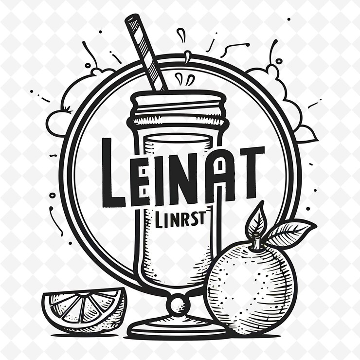 PSD lemonade stand logo z cytryną i słomą typografia logo sty png tropical inspired drink designs