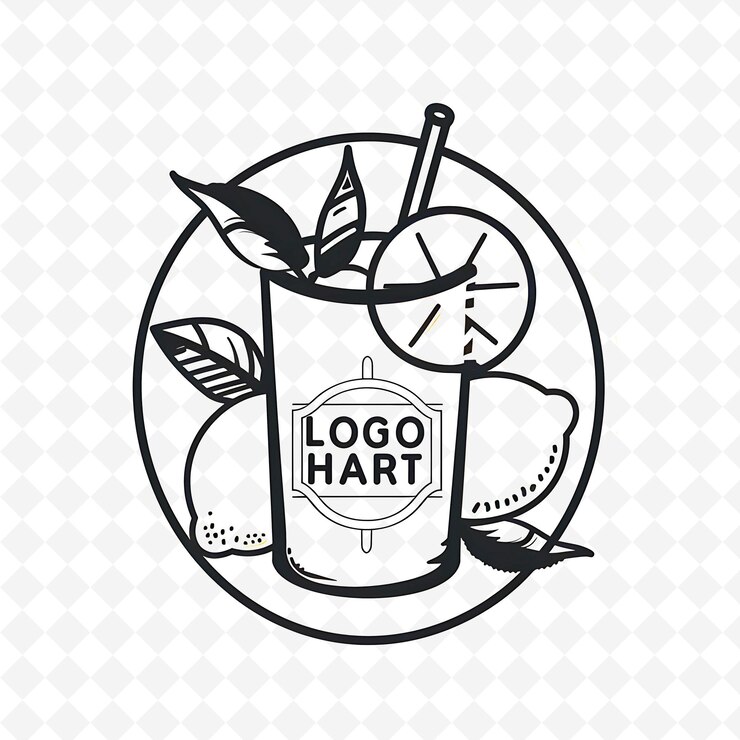 PSD lemonade stand logo z cytryną i słomą typografia logo sty png tropical inspired drink designs