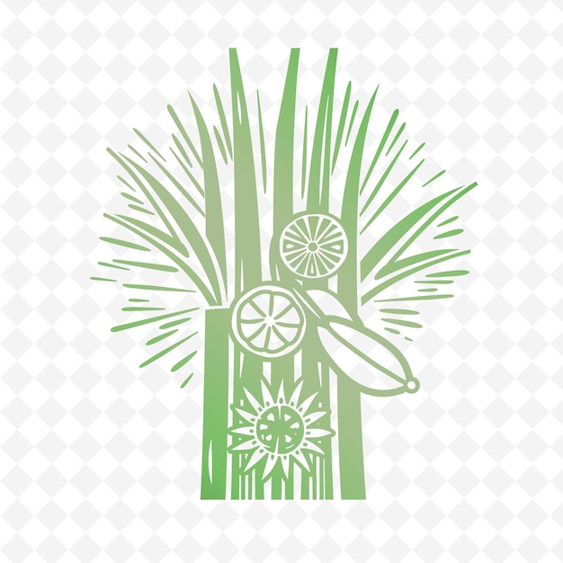 PSD Логотип эмблемы стебля лимонной травы с декоративной солнечной вспышкой и коллекциями векторного дизайна травы ci nature