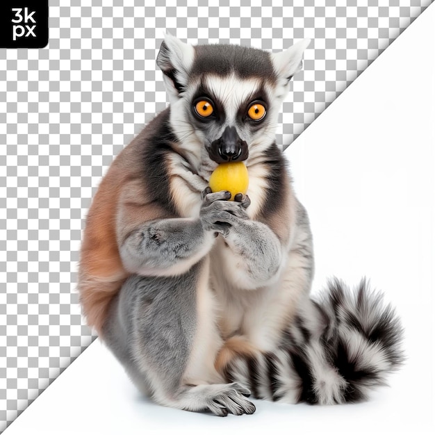 PSD a lemur that is eating a fruit