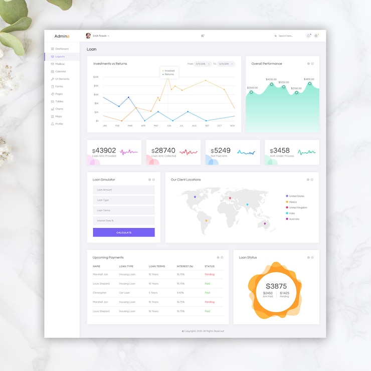 PSD lening light admin template