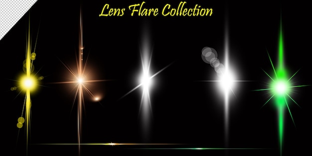 PSD レンズフレアと光る光の効果のセットカラフルなレンズフレアコレクション