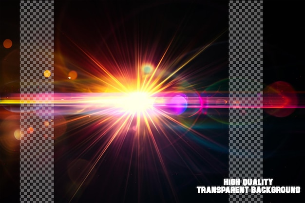 Lens flare effect in 16k hdr resolution on transparent background