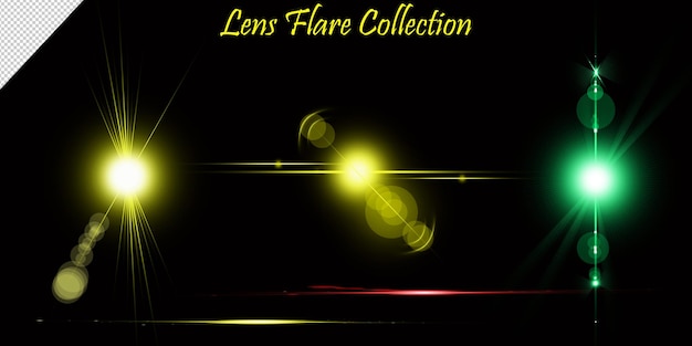 Lens flare and glowing set of light effects Colorful lens flare collection