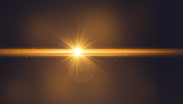 Lens flare light over black background.