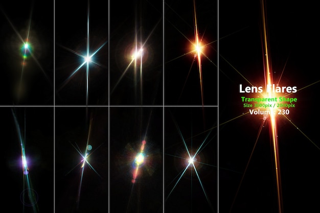 Lens flares en licht realistisch gekleurde set isoleren