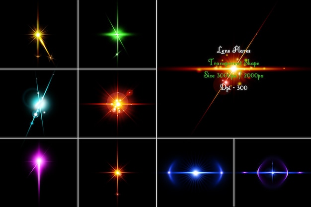 PSD Пакет lens flares в 3d-рендеринге