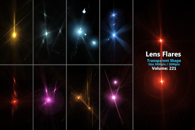 Lens flares realistisch gekleurde set isoleren