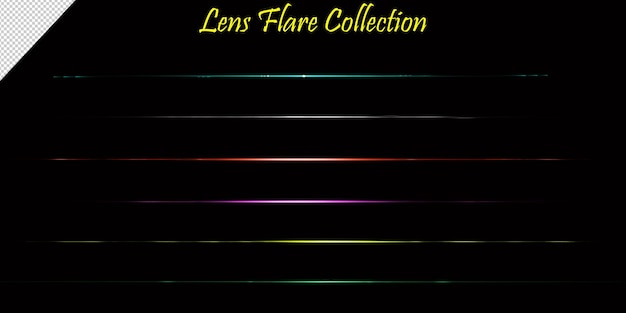 Lensflare en gloeiende reeks lichteffecten Kleurrijke lensflare-collectie