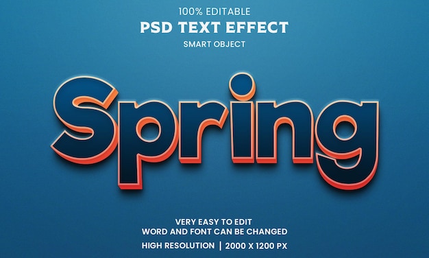 Lente 3d bewerkbaar teksteffect premium psd met achtergrond