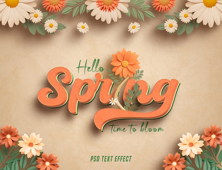 PSD lente bloemen bewerkbaar teksteffect