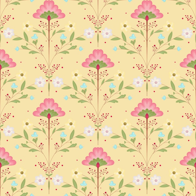 Lente botanisch patroon op een gele achtergrond