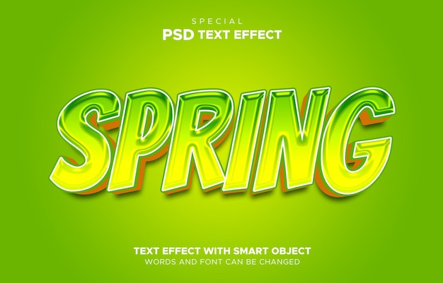 Lente chroom kleur groen teksteffect bewerkbare 3D-stijl logo mockup