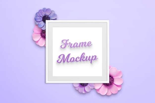 Lente fotolijst mockup omringd met bloemen